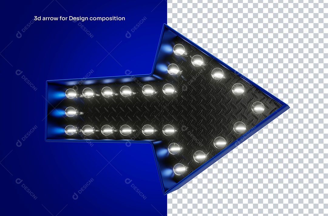 Elemento 3D Seta Azul com Led Para Composição PSD