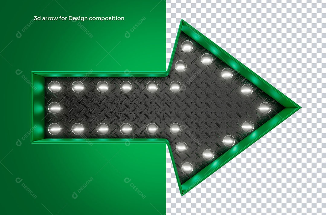 Elemento 3D Seta Verde com Led Para Composição PSD