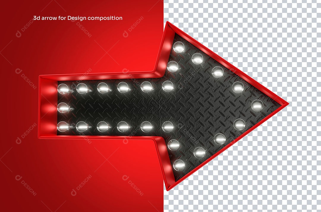 Elemento 3D Seta Vermelha com Led  Para Composição PSD