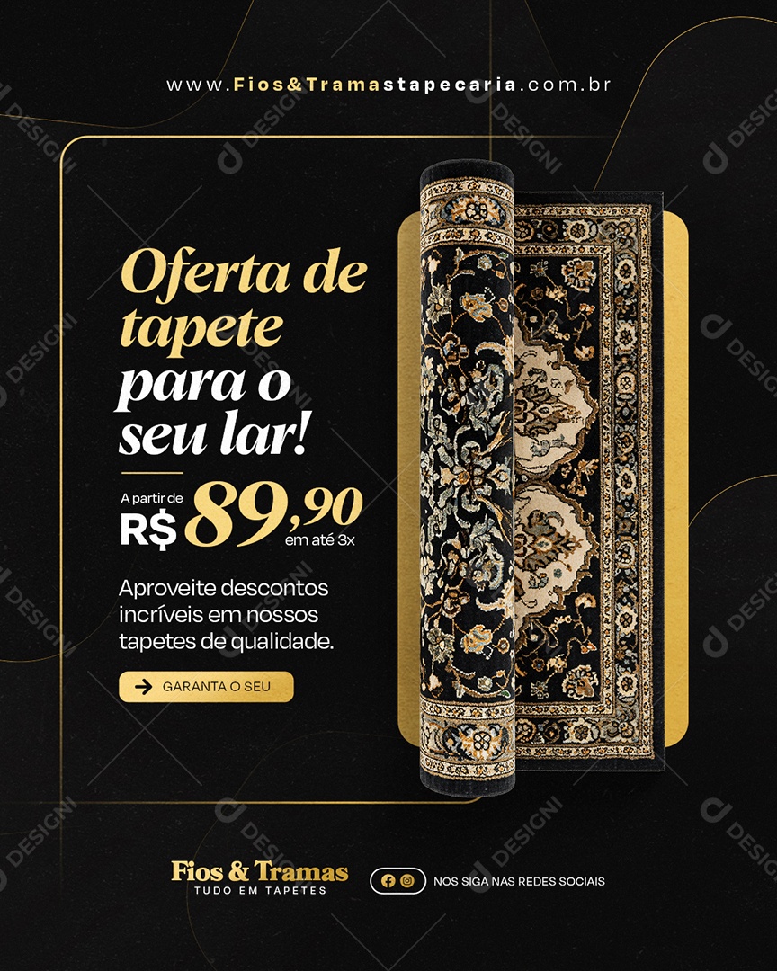 Tapeçaria Oferta de Tapete para o Seu Lar Social Media PSD Editável