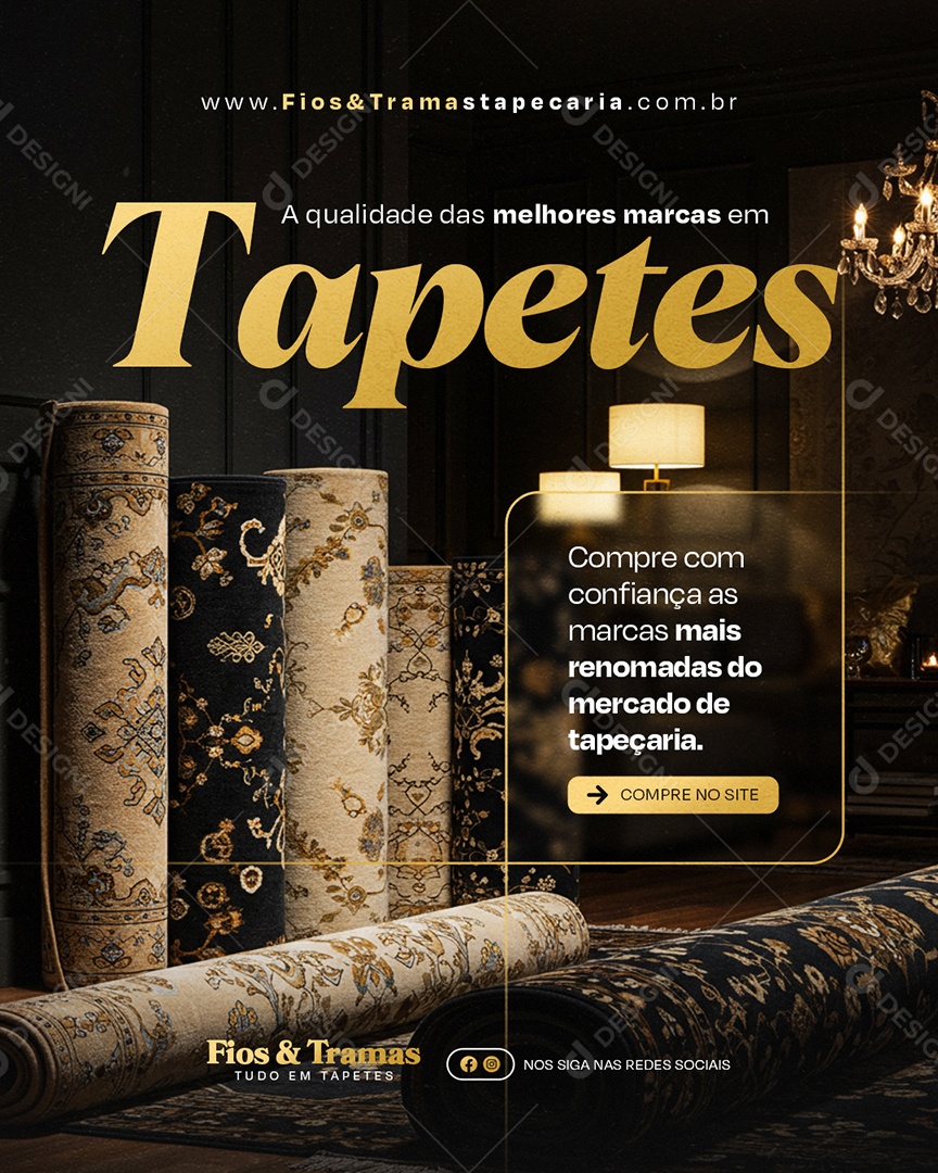 Tapeçaria A Qualidade das Melhores Marcas em Tapetes Social Media PSD Editável
