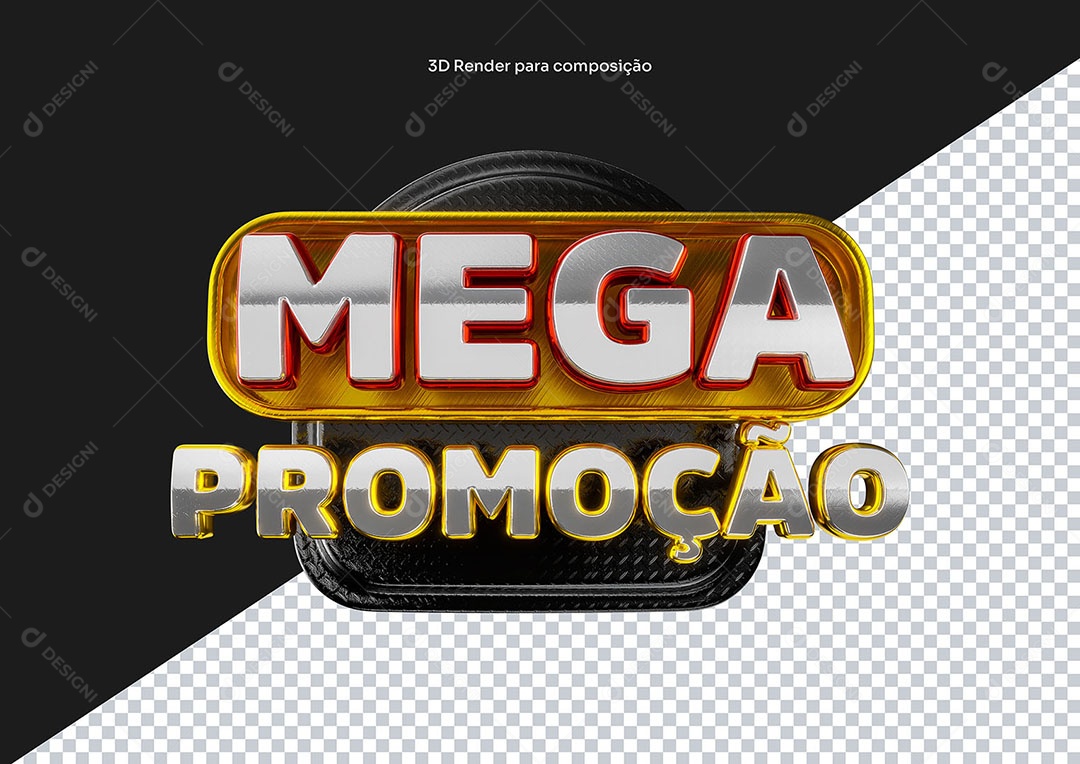 Selo 3D Mega Promoção Para Composição PSD