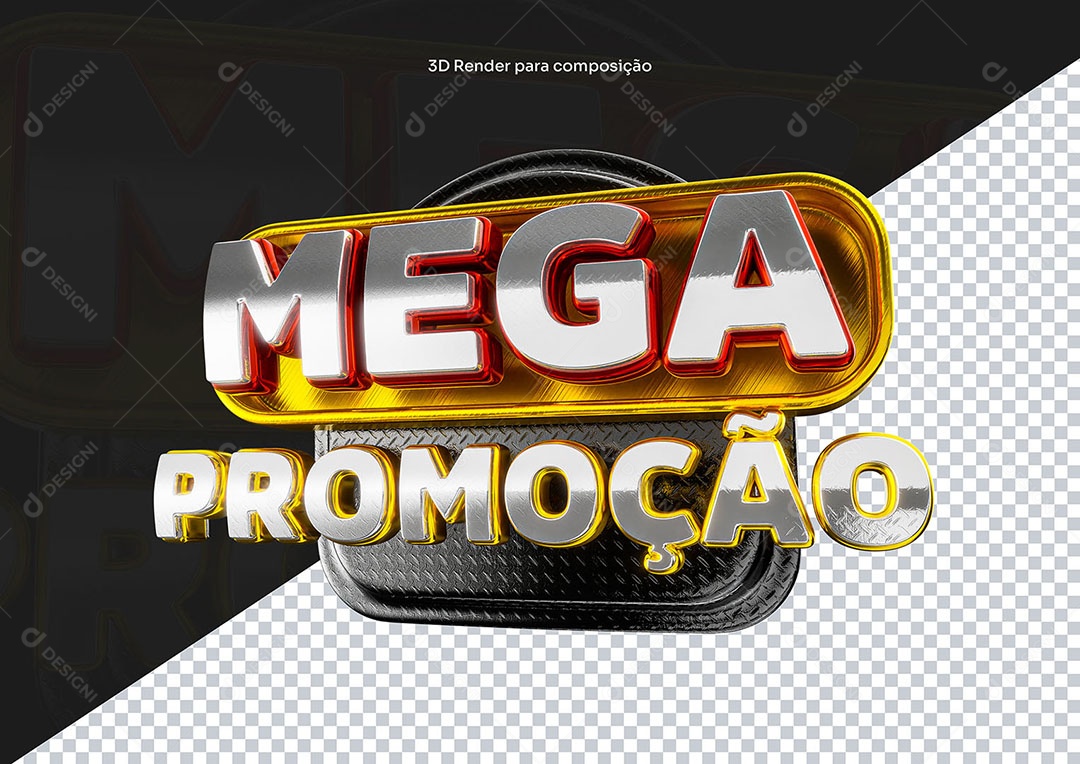 Selo 3D Mega Promoção Para Composição PSD