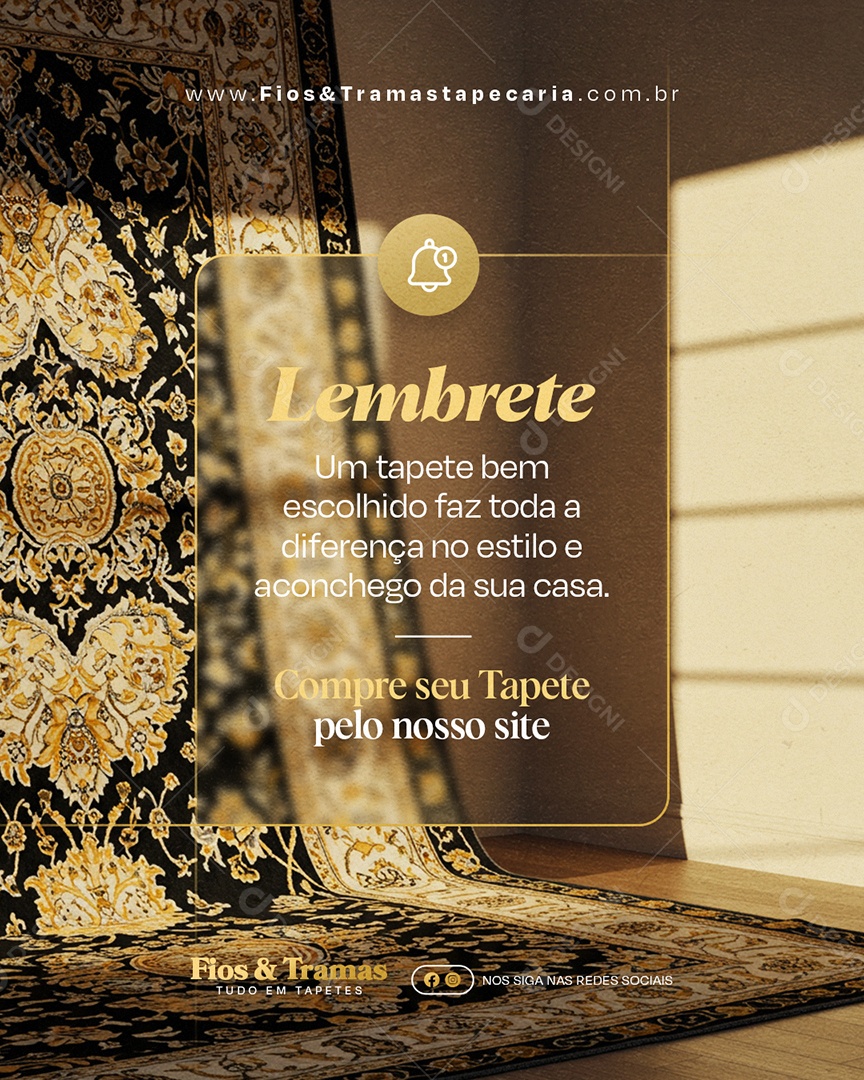 Tapeçaria Lembrete Compre seu Tapete Pelo Nosso Site Social Media PSD Editável