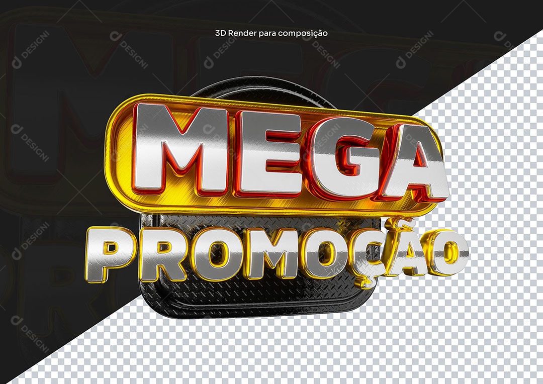 Selo 3D Mega Promoção Para Composição PSD