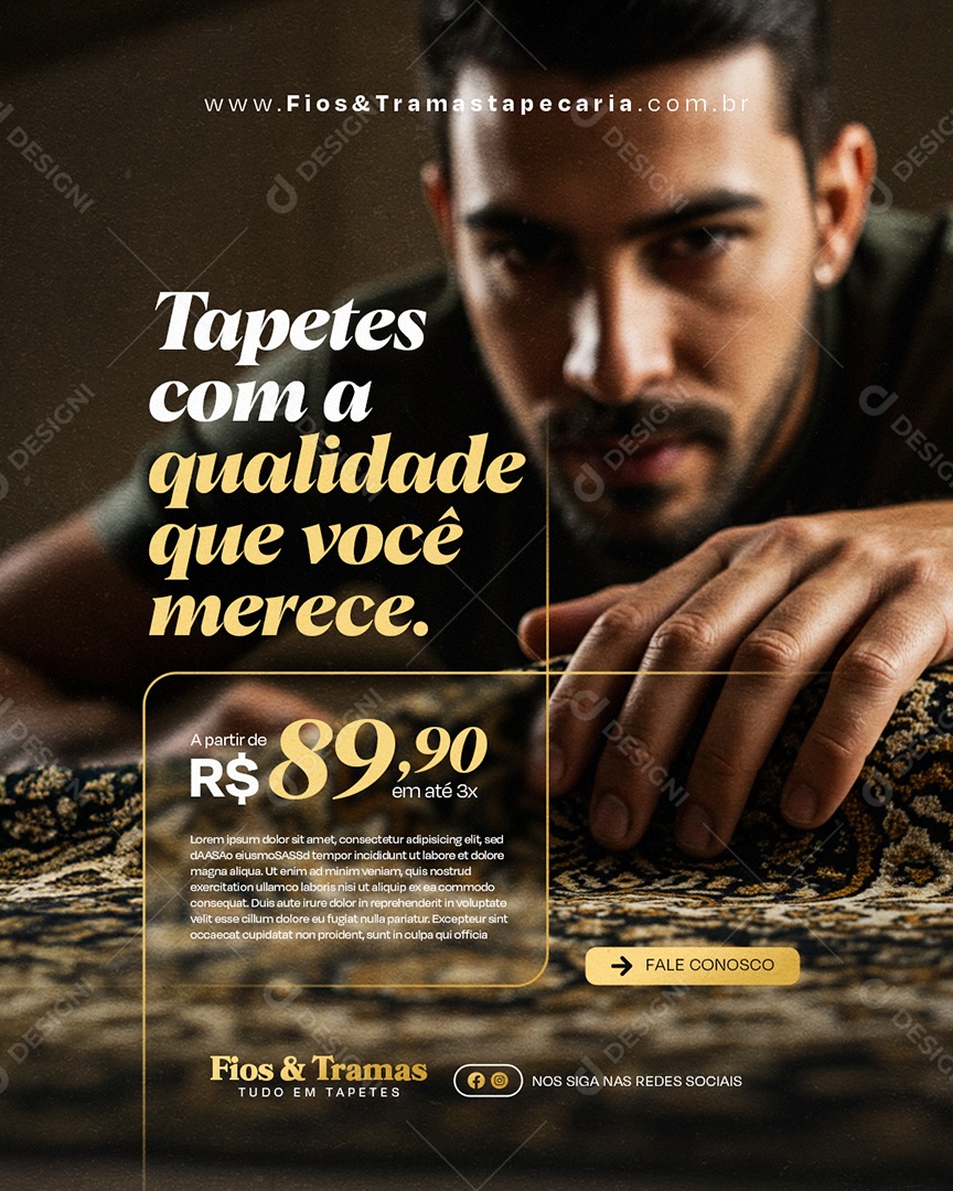 Tapeçaria Tapetes com a Qualidade Que Você Merece Social Media PSD Editável