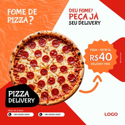 PizzariaFome de Pizza? Delivery Social Media PSD Editável