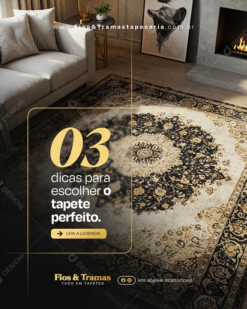 Tapeçaria Três Dicas para Escolher o Tapete Perfeito Social Media PSD Editável