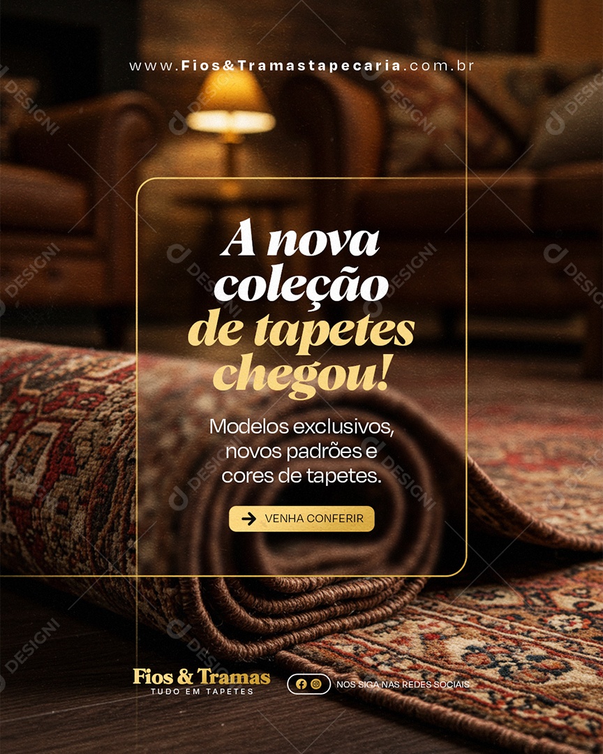 Tapeçaria A Nova Coleção de Tapetes Chegou Social Media PSD Editável