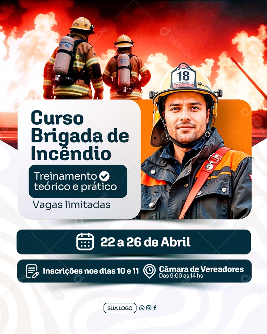 Curso de Brigada de Incêndio Treinamento Social Media PSD Editável