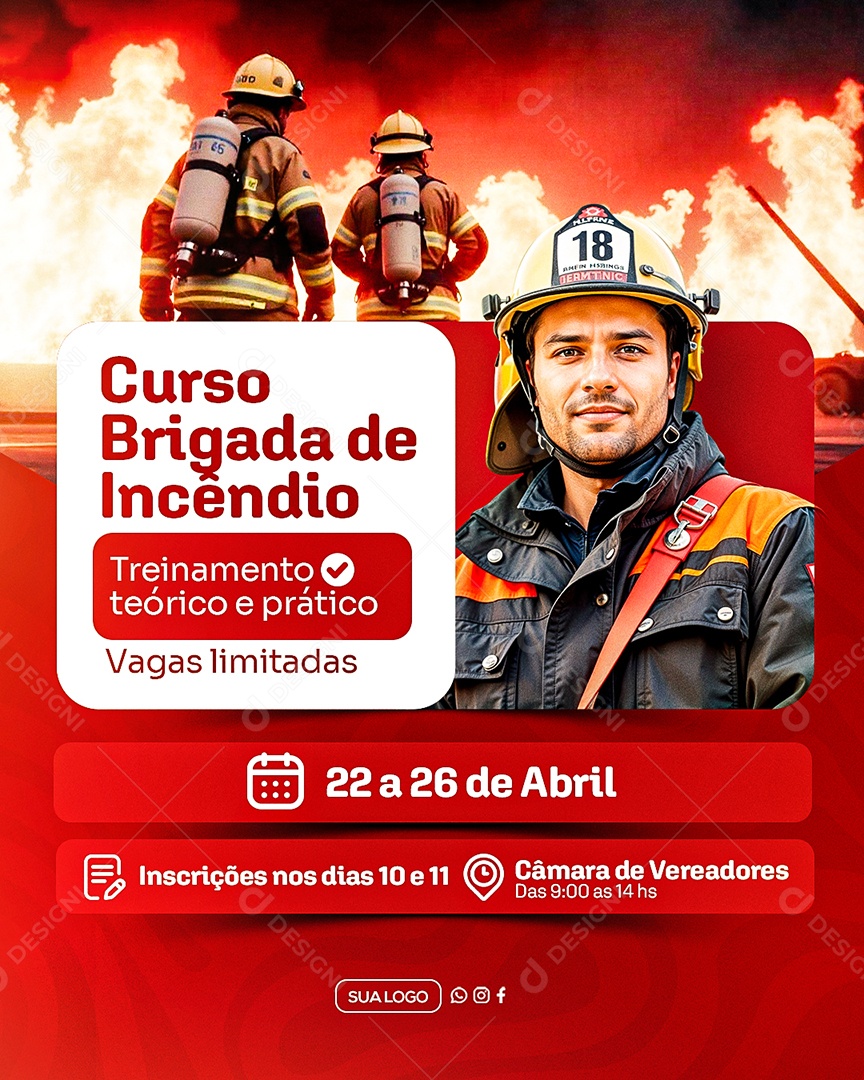 Curso de Brigada de Incêndio Treinamento Social Media PSD Editável