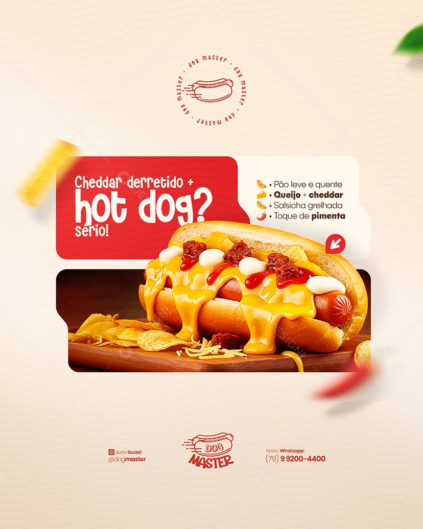 Flyer Modelo de Cardápio Hot Dog Social Media PSD Editável