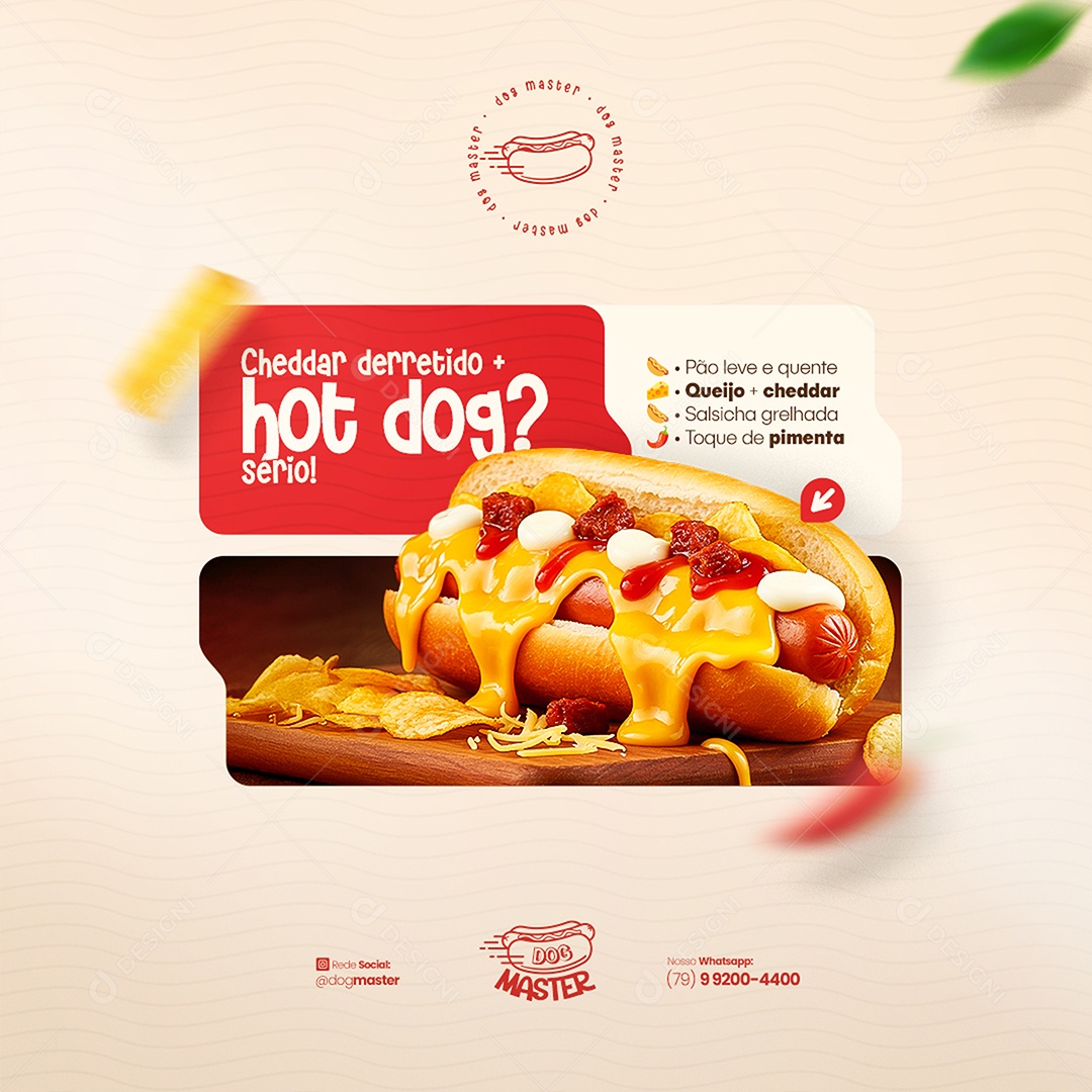 Feed Modelo de Cardápio Hot Dog Social Media PSD Editável