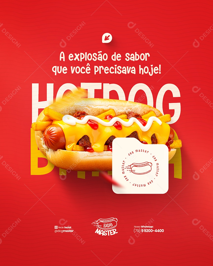 Flyer Modelo de Cardápio Hot Dog Social Media PSD Editável