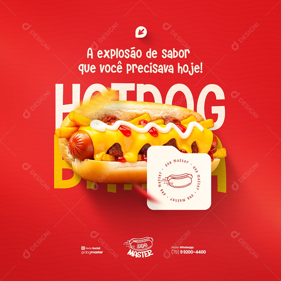 Feed Modelo de Cardápio Hot Dog Social Media PSD Editável