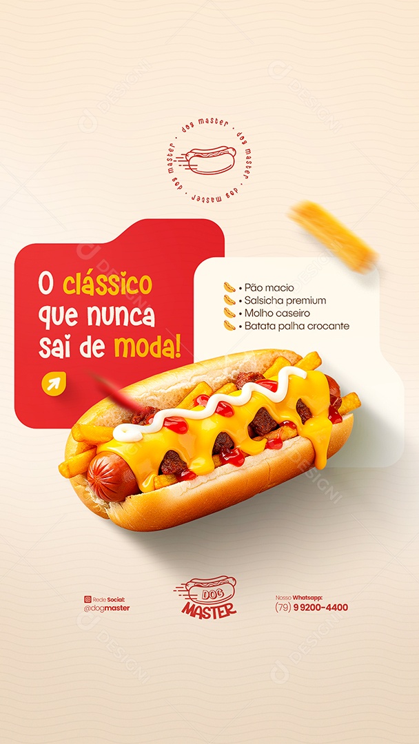 Story Modelo de Cardápio Hot Dog Social Media PSD Editável