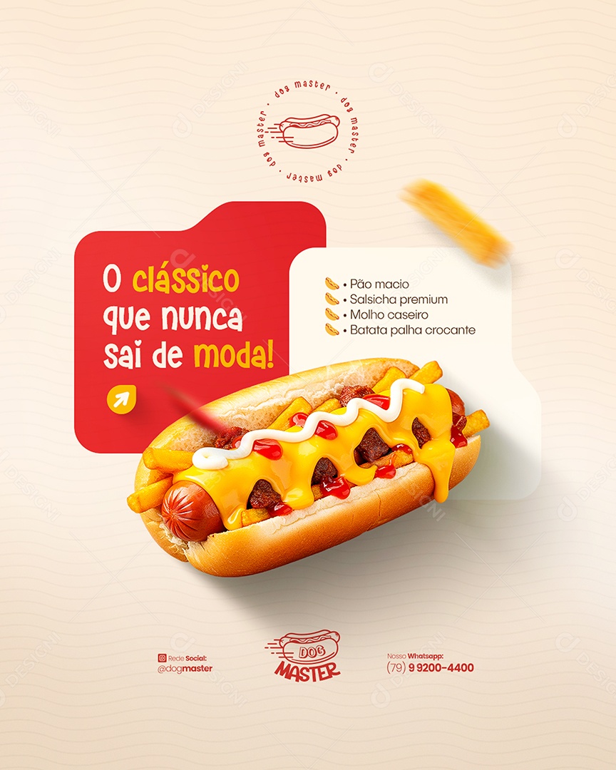 Flyer Modelo de Cardápio Hot Dog Social Media PSD Editável