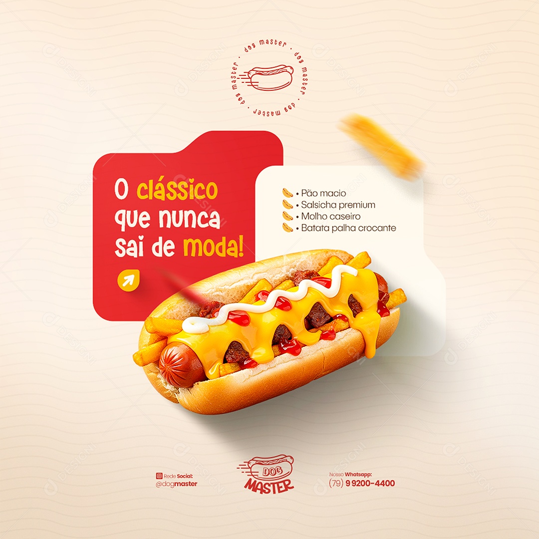 Feed Modelo de Cardápio Hot Dog Social Media PSD Editável