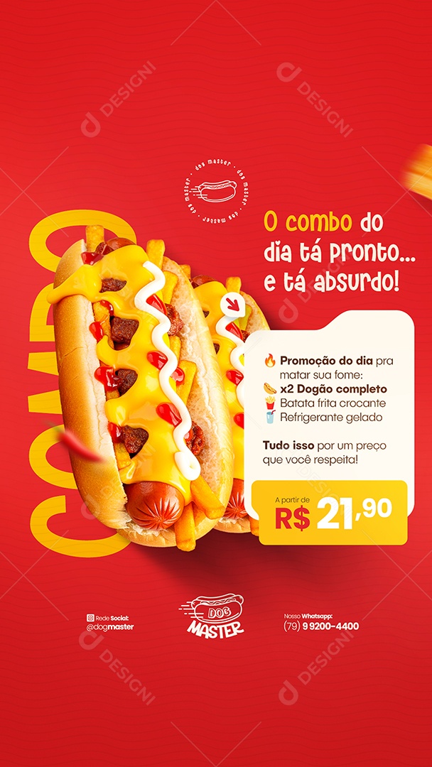 Story Modelo de Cardápio Hot Dog Social Media PSD Editável