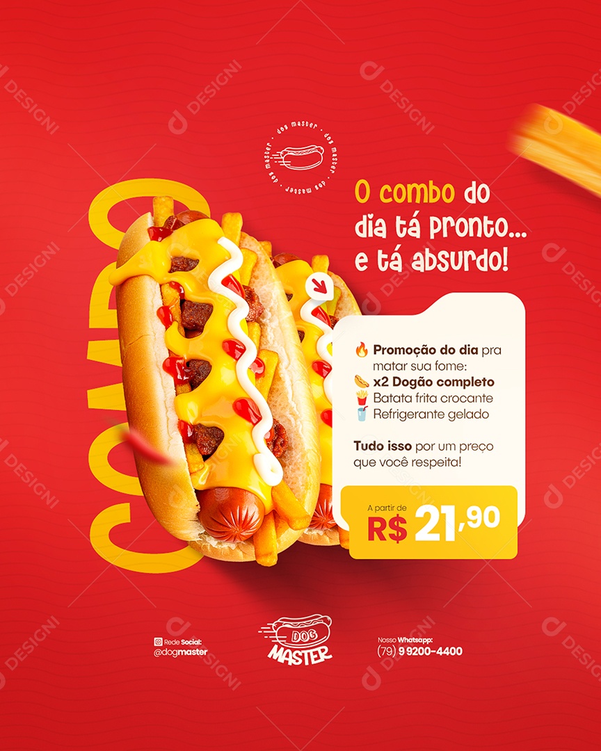 Flyer Modelo de Cardápio Hot Dog Social Media PSD Editável