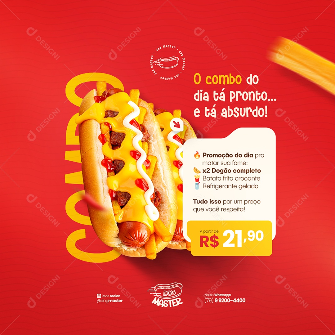 Feed Modelo de Cardápio Hot Dog Social Media PSD Editável