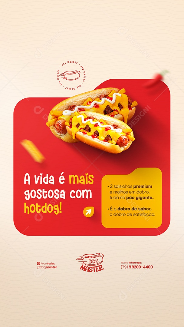 Story Modelo de Cardápio Hot Dog Social Media PSD Editável