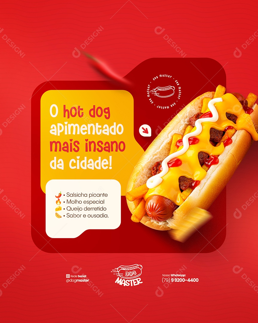 Flyer Modelo de Cardápio Hot Dog Social Media PSD Editável