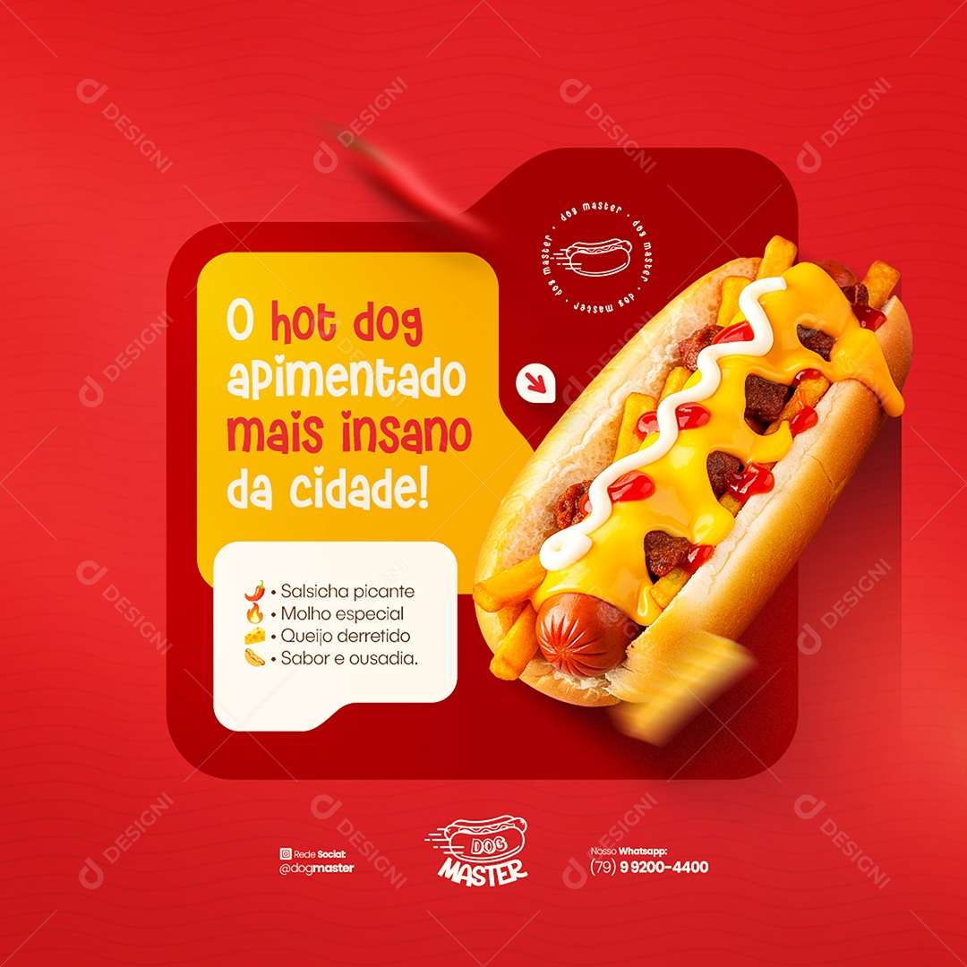 Feed Modelo de Cardápio Hot Dog Social Media PSD Editável