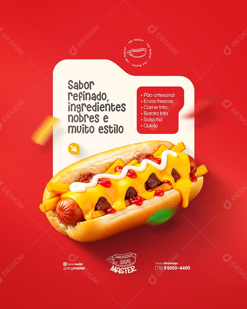 Flyer Modelo de Cardápio Hot Dog Social Media PSD Editável