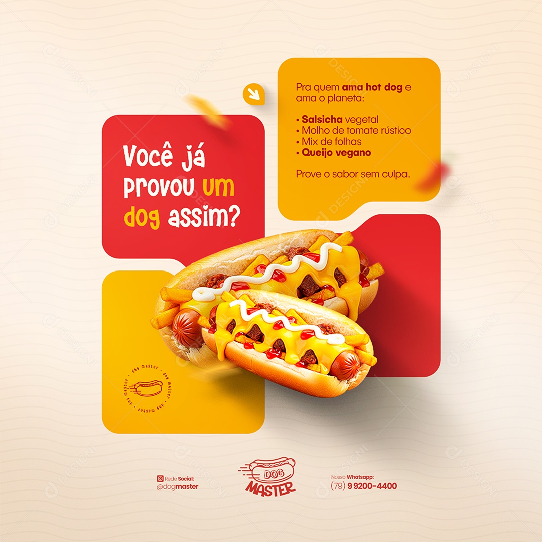 Feed Modelo de Cardápio Hot Dog Social Media PSD Editável