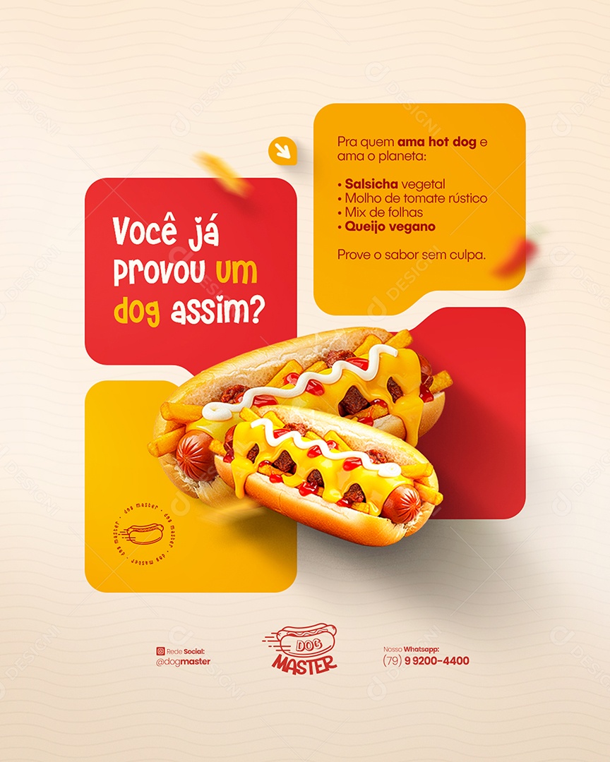 Flyer Modelo de Cardápio Hot Dog Social Media PSD Editável