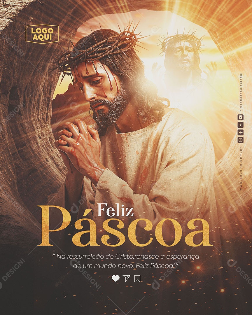 Feliz Páscoa 20 de Abril Social Media PSD Editável
