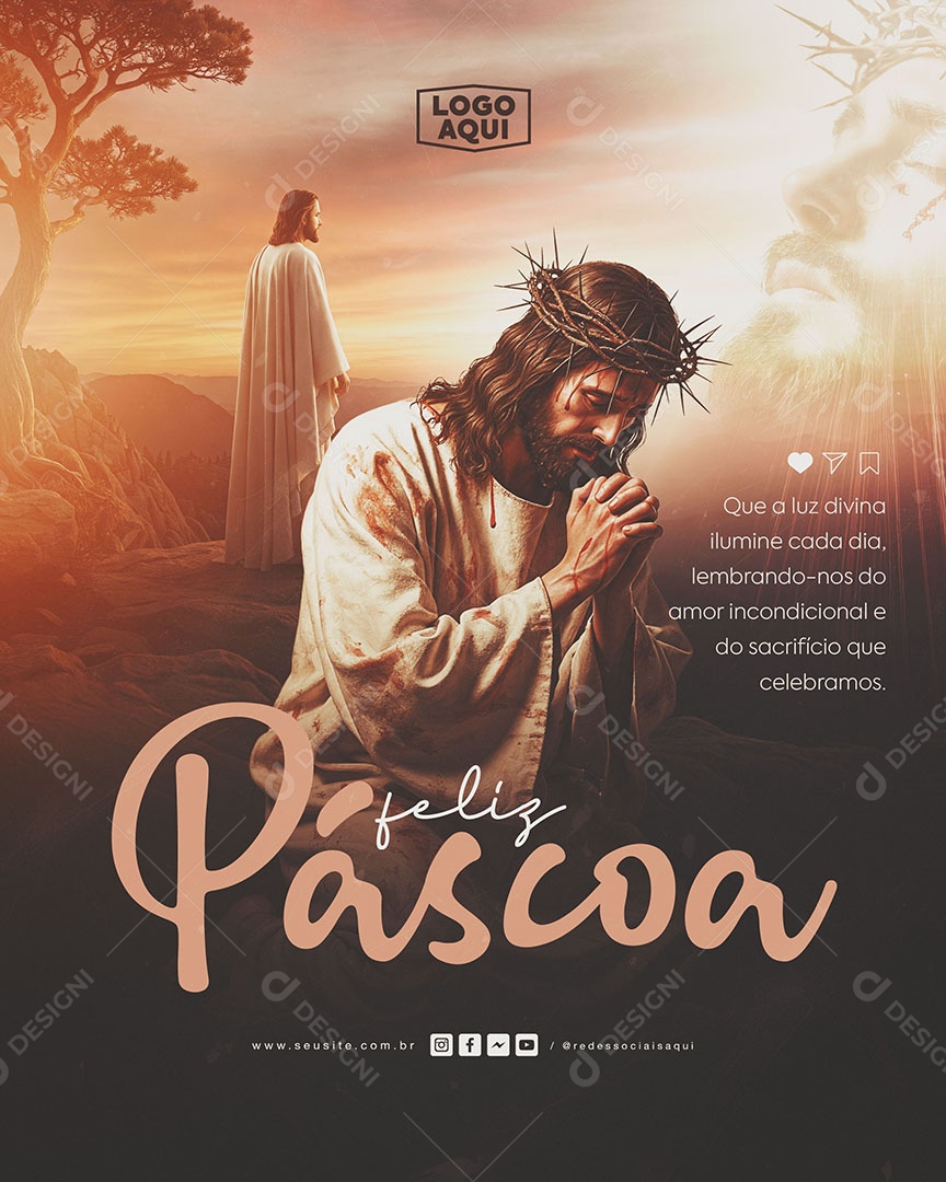 Feliz Páscoa 20 de Abril Social Media PSD Editável