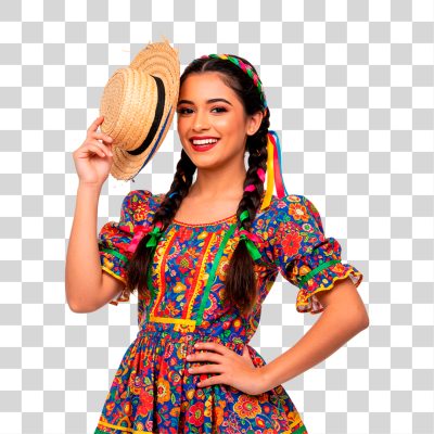 Mulher com Roupa de Festa Junina PNG Transparente