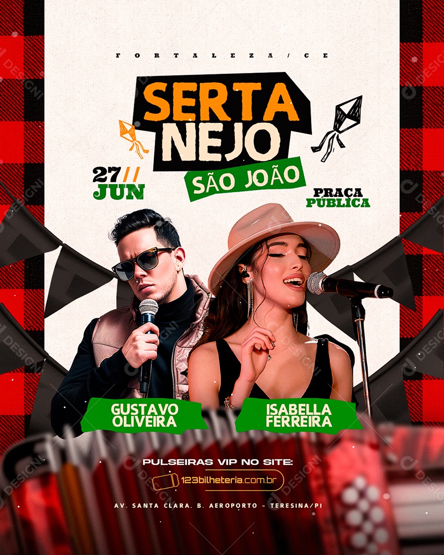 Flyer Sertanejo São João Gustavo Oliveira Social Media PSD Editável