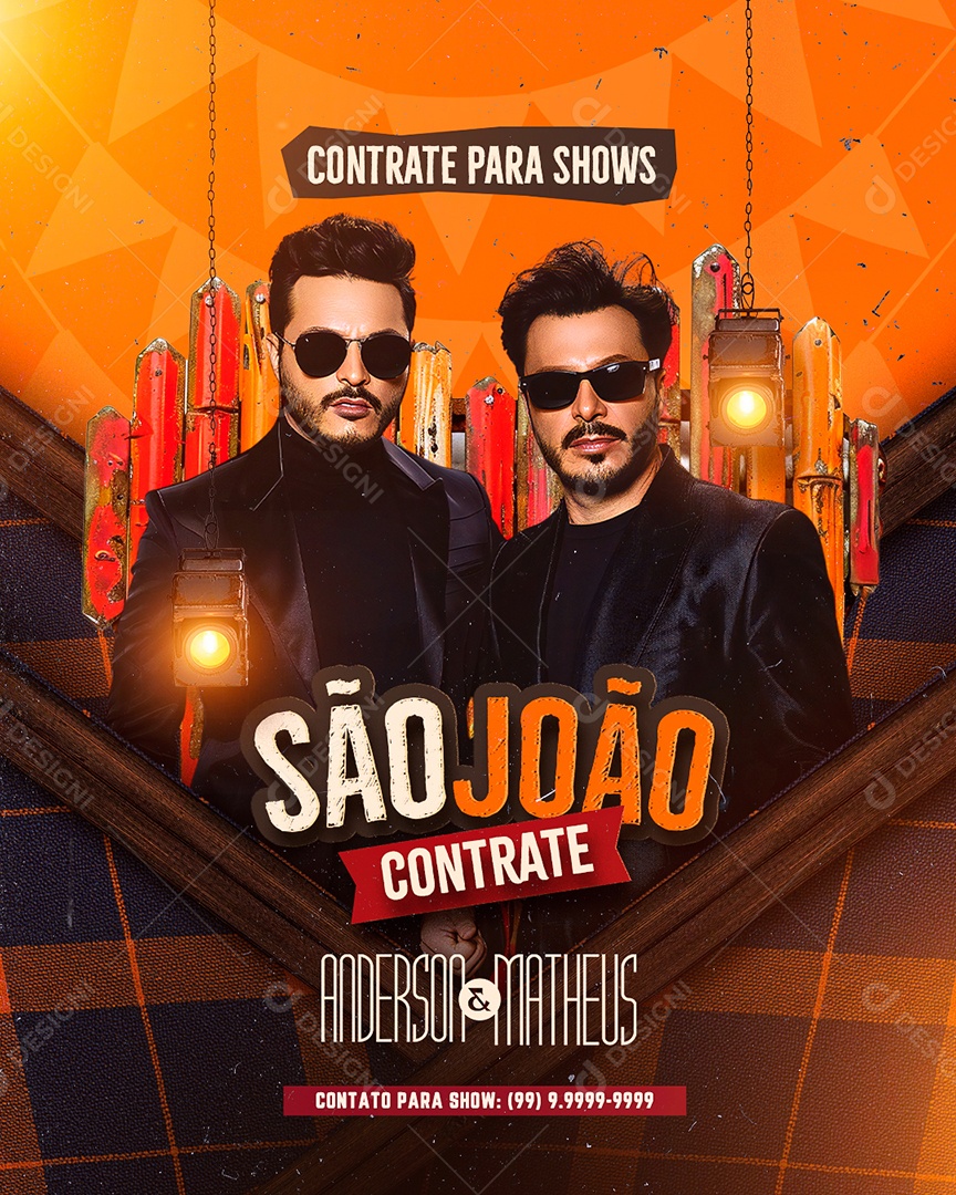Flyer Contrate para Shows São João Contrate Social Media PSD Editável