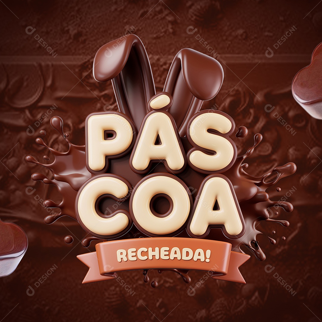 Páscoa Recheada Selo 3D Para Composição PSD