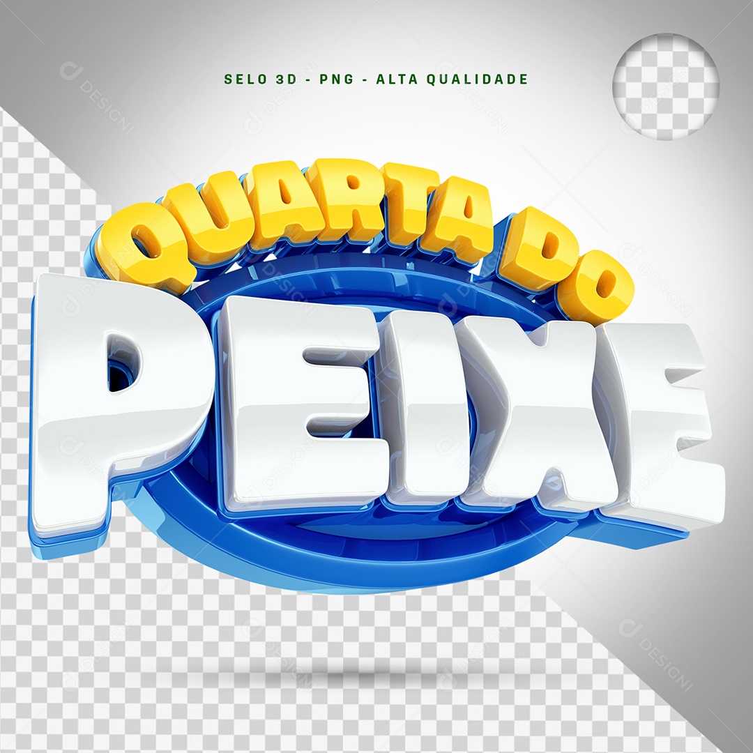 Quarta do Peixe Selo 3D para Composição PSD