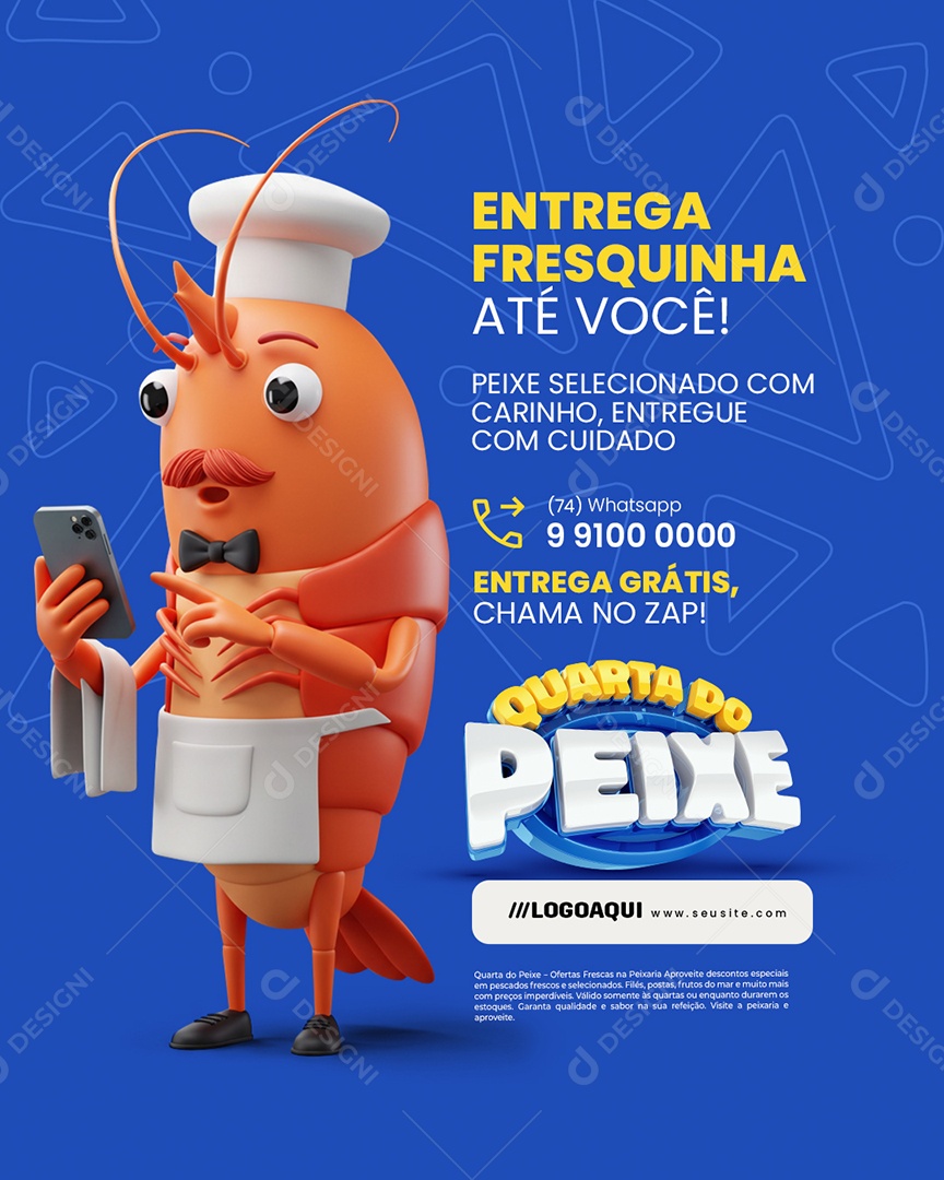 Quarta do Peixe Peixaria Entrega Fresquinha Até Você Social Media PSD Editável