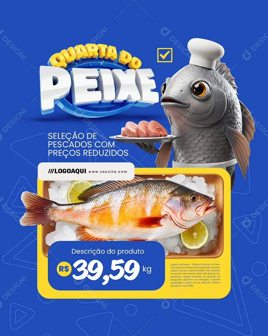 Quarta do Peixe Peixaria Preços Reduzidos Social Media PSD Editável