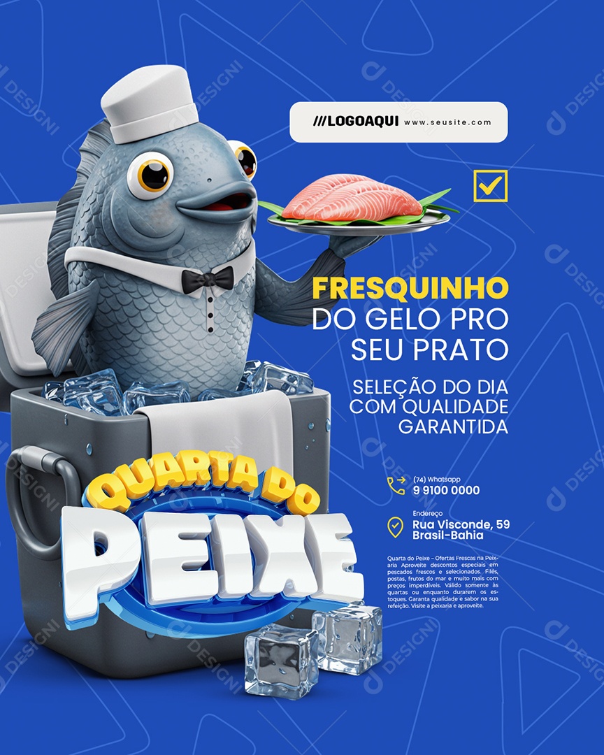 Quarta do Peixe Peixaria Fresquinho do Gelo Pro Seu Prato Social Media PSD Editável