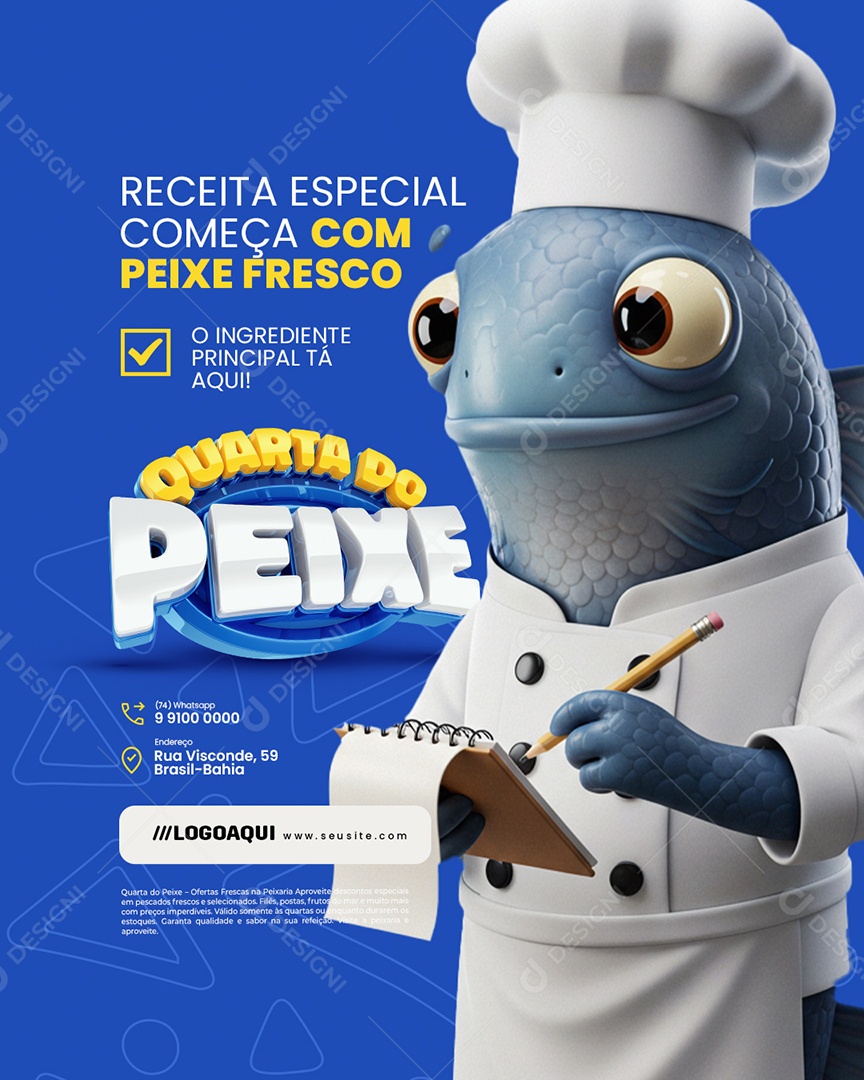 Quarta do Peixe Peixaria Receita Especial Começa com Peixe Fresco Social Media PSD Editável
