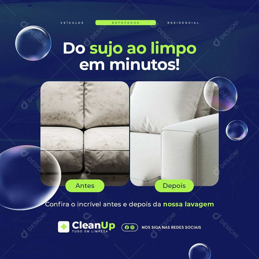 Lavagem a Seco Do Sujo ao Limpo em Minutos Social Media PSD Editável