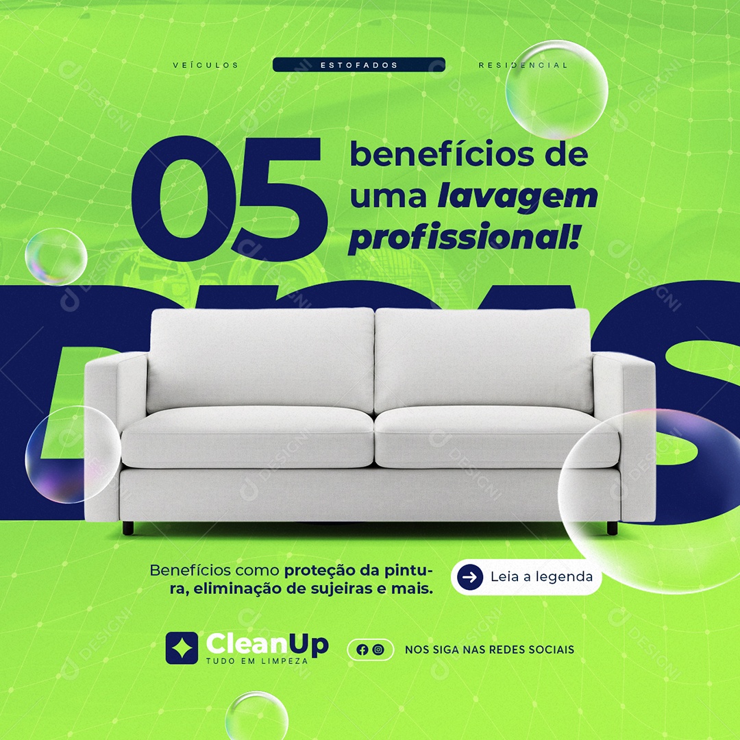 Lavagem a Seco Cinco Benefícios de Uma Lavagem Profissional Social Media PSD Editável