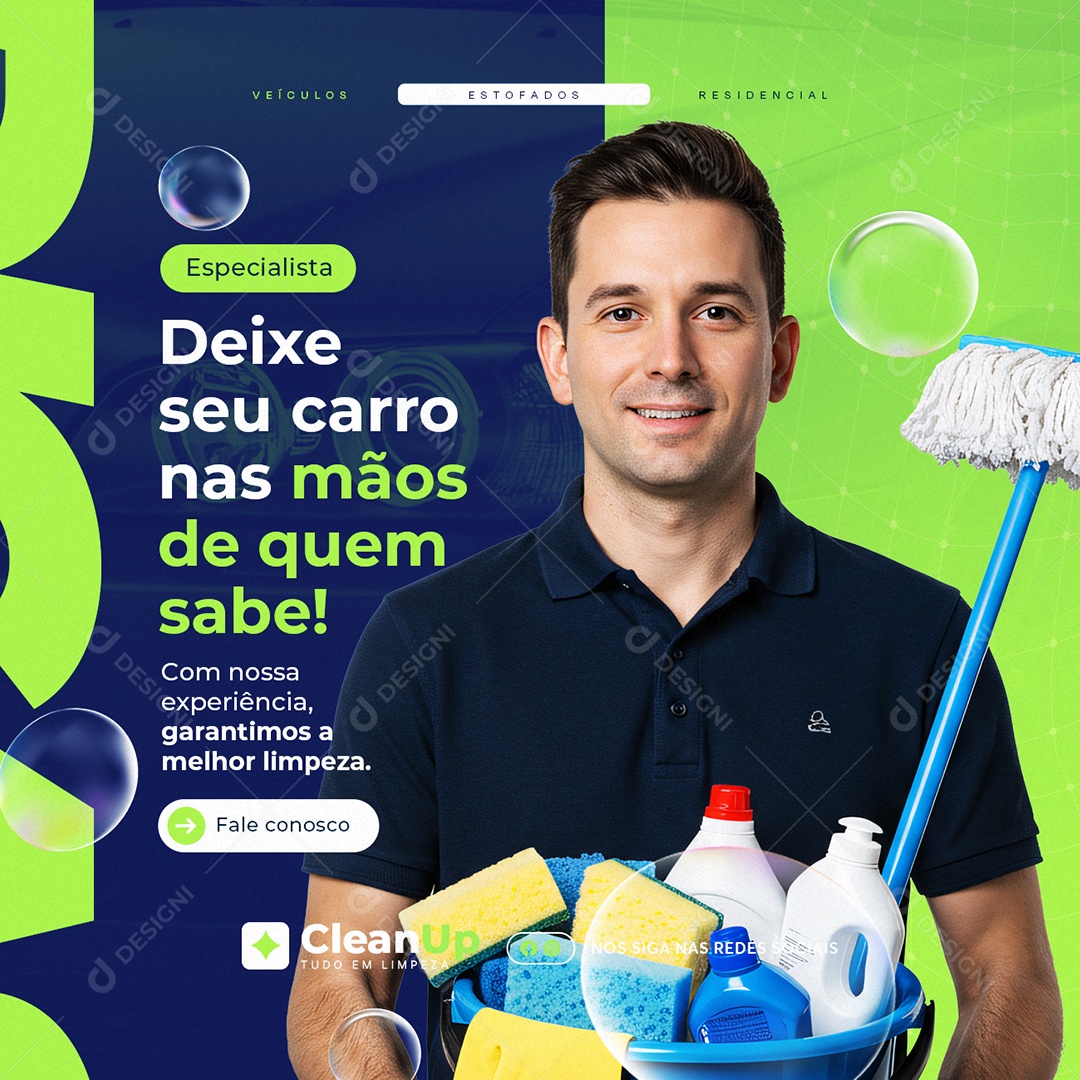 Lavagem a Seco Especialista Deixe seu Carro Nas Mãos de Quem Sabe Social Media PSD Editável