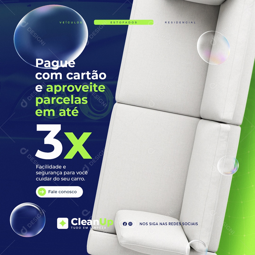 Lavagem a Seco Pague com Cartão Social Media PSD Editável