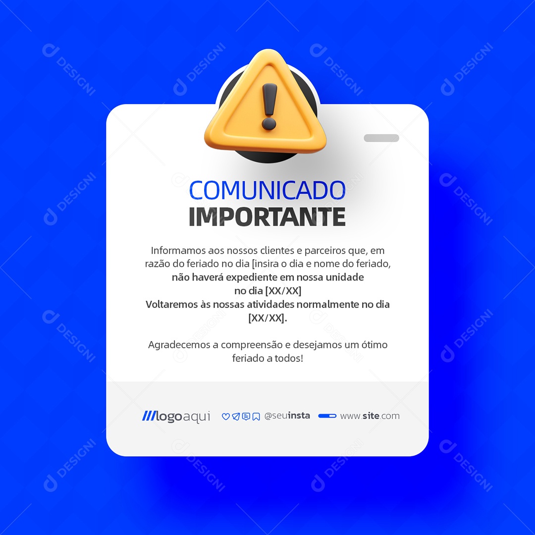 Comunicado Importante Social Media PSD Editável