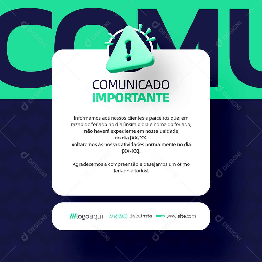 Comunicado Importante Social Media PSD Editável