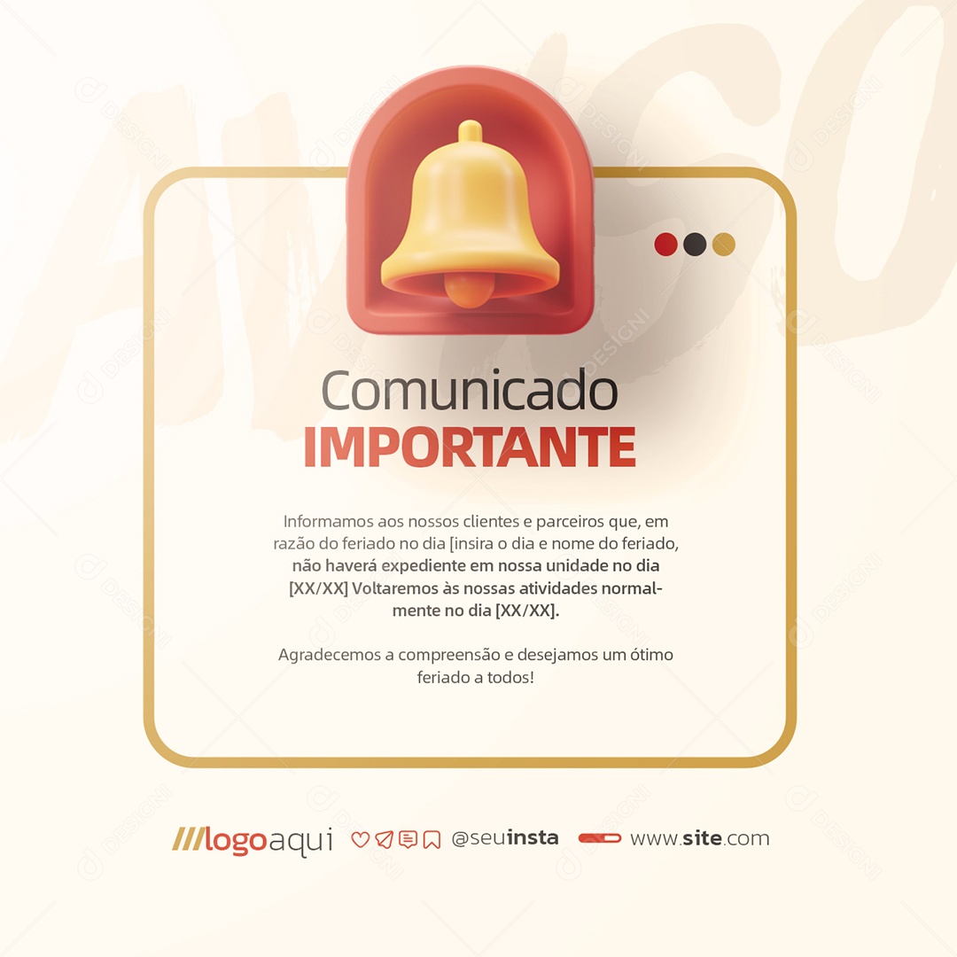 Comunicado Importante Social Media PSD Editável