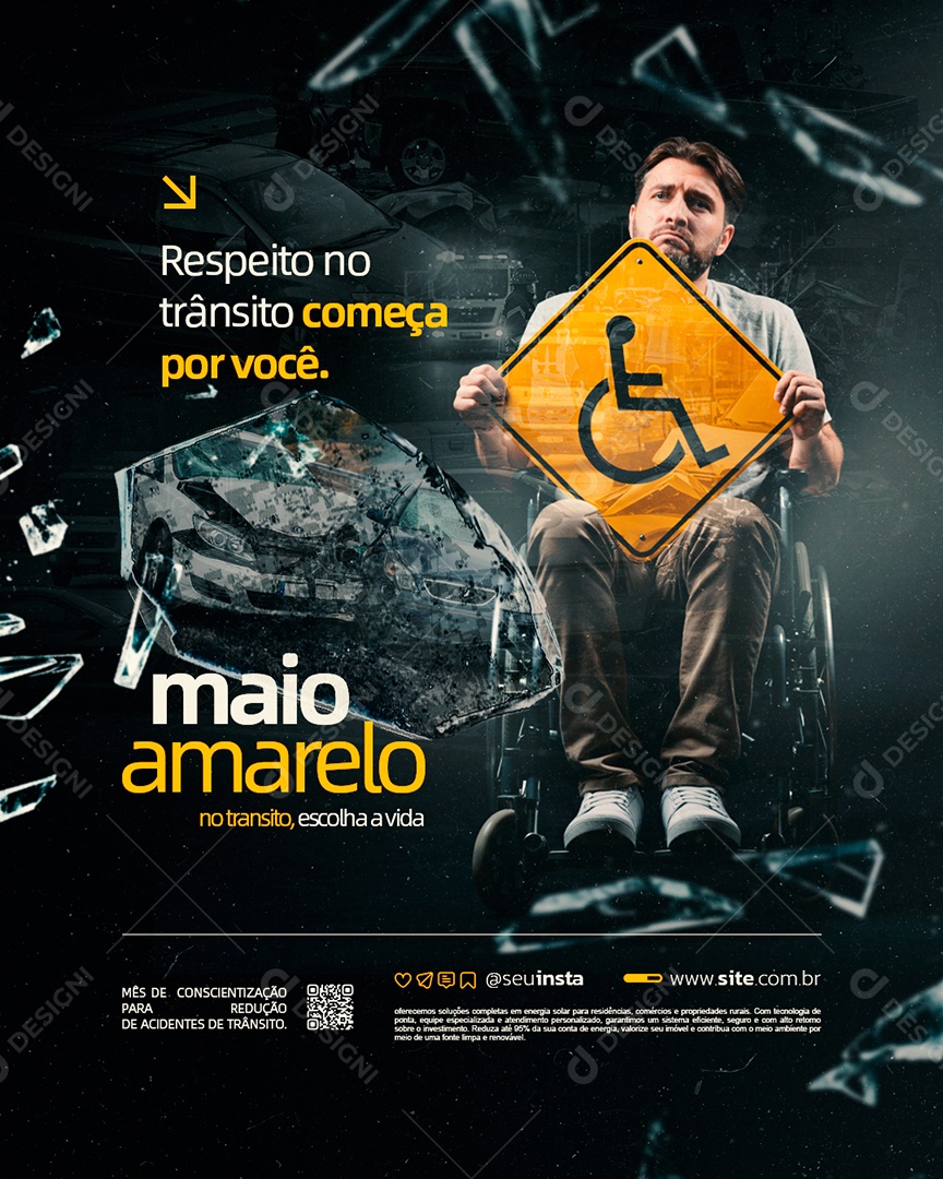 Maio Amarelo Respeito no Trânsito ^Começa por Você Social Media PSD Editável